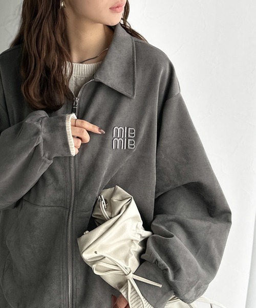 日本🇯🇵連線 Mily Bilet 麂皮翻領刺繡雙拉鍊外套 復古 美拉德 絨面革 雙拉鍊 寬鬆 外套 長袖 2色(任買兩件711免運)/預購