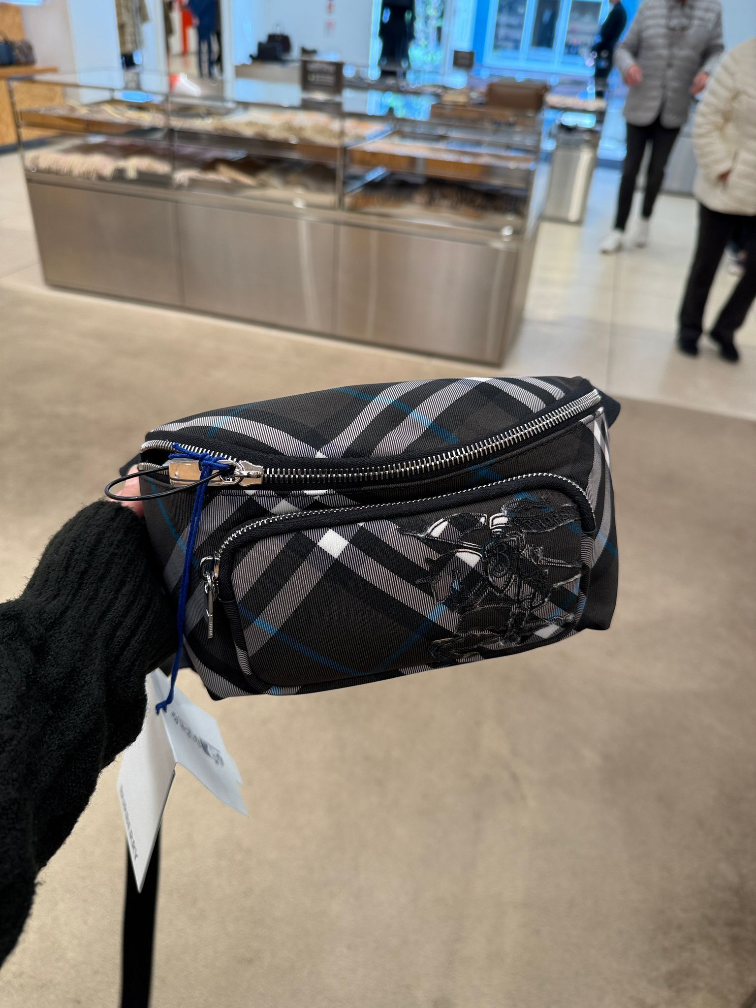 Burberry Classics check small belt bag Dark grey