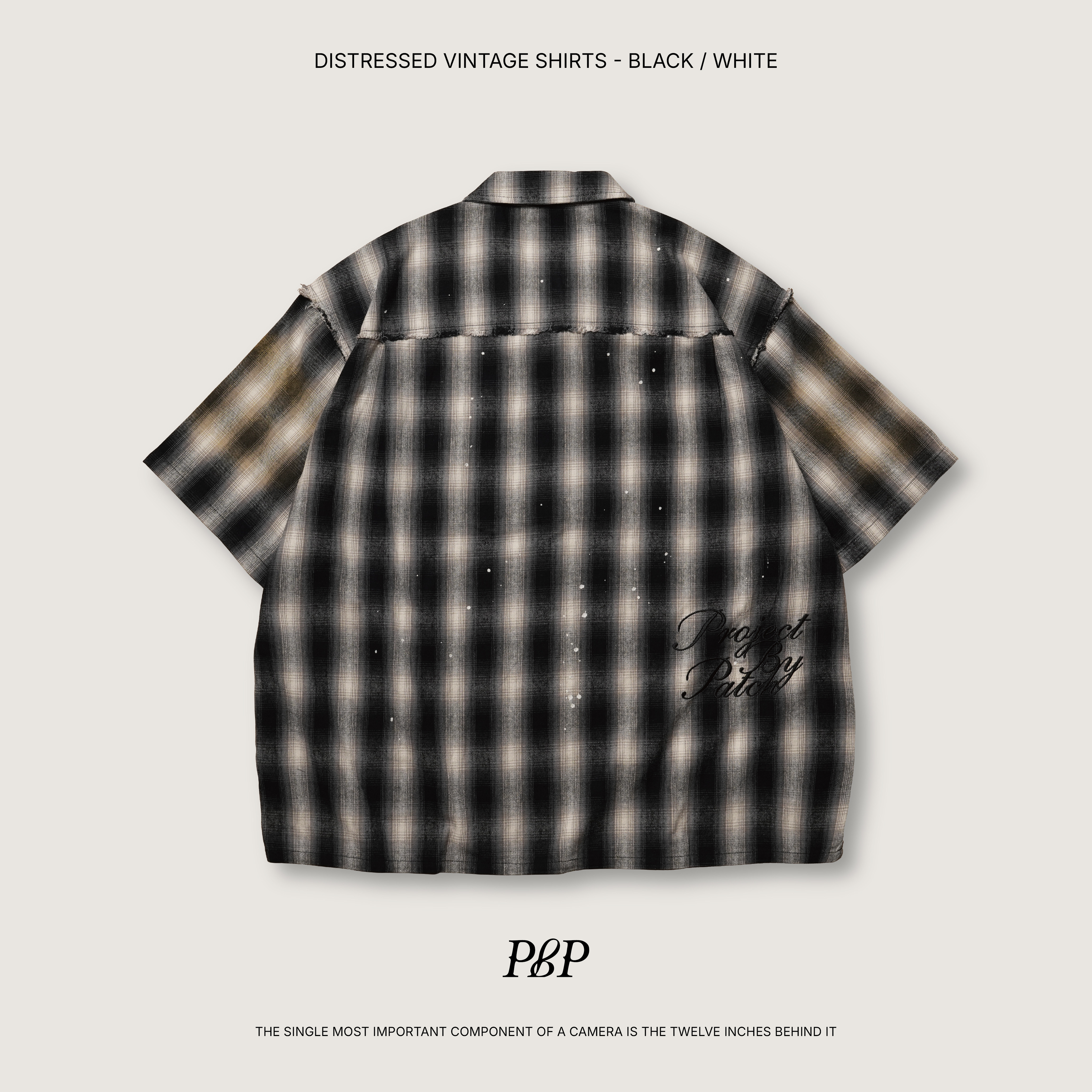 P.B.P - DISTRESSED VINTAGE SHIRTS  - BLACK/WHITE