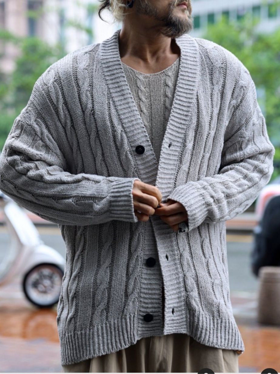 暗扭紋開胸針織外套 JK2640