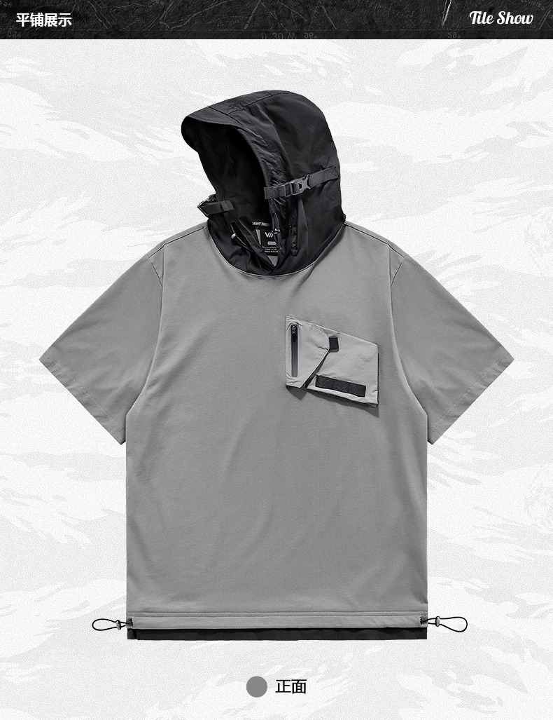𝙏𝙀𝘾𝙃𝙒𝙀𝘼𝙍 機能連帽衫拼接短袖