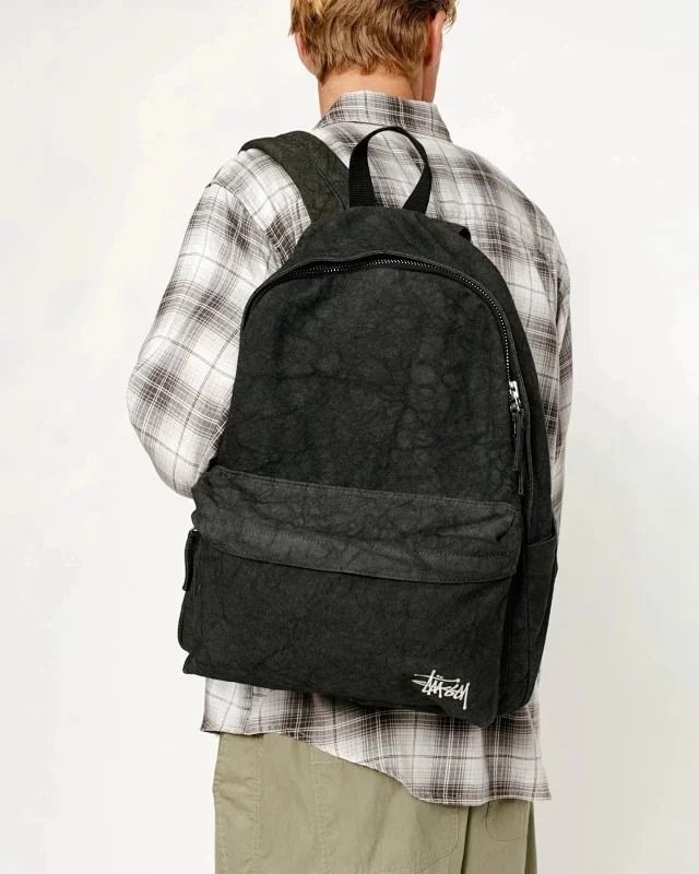STUSSY CANVAS BACKPACK 洗水黑