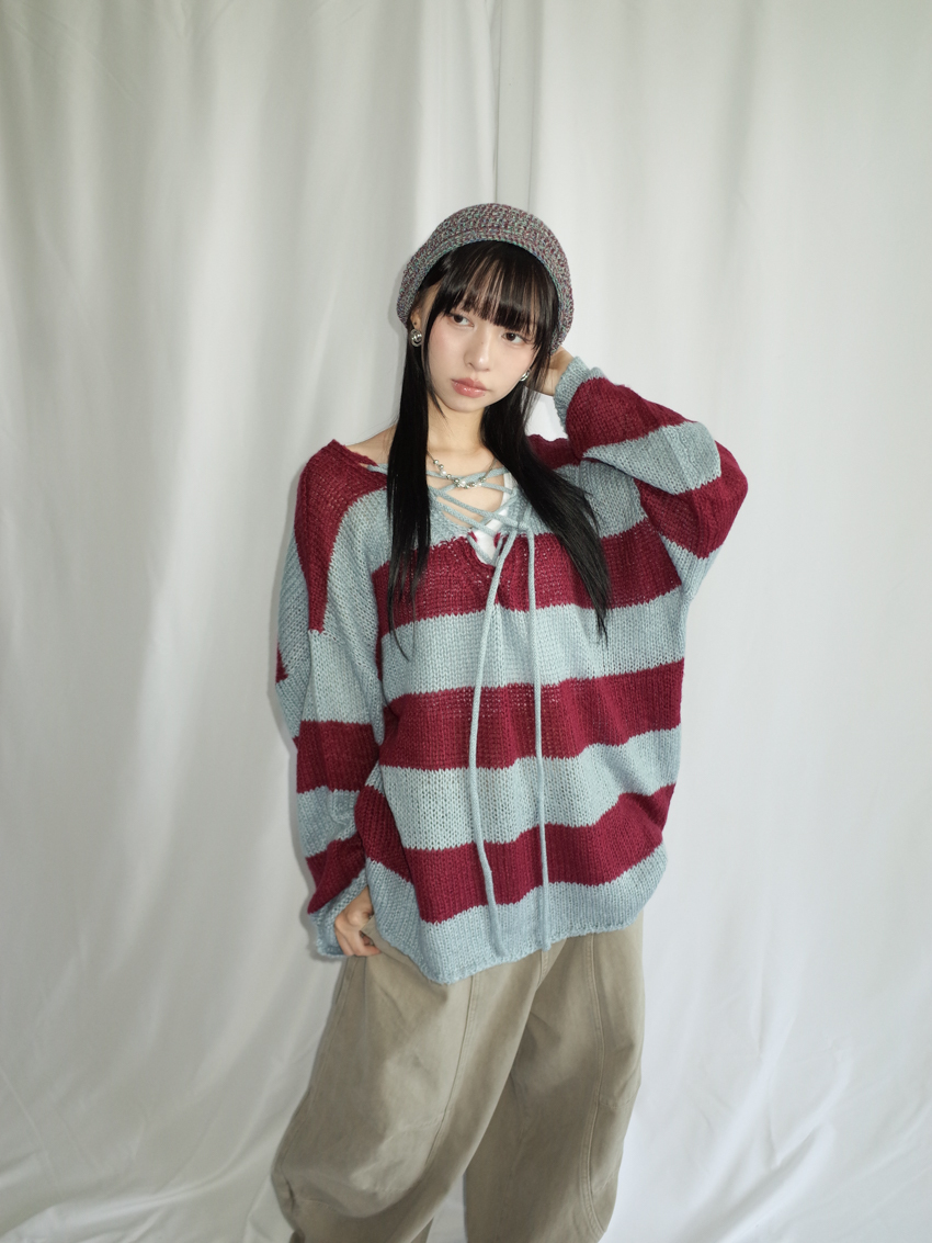 reversible knit top with crossover neckline