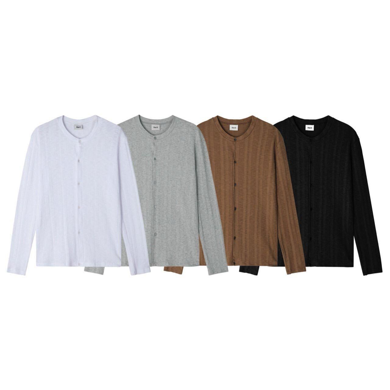 圓領暗直紋開胸外套 Veil-076T