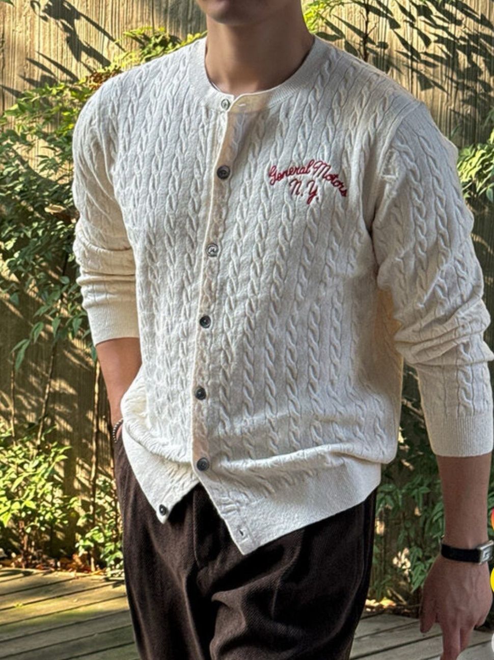 圓領暗紋開胸針織外套Veil-081JK