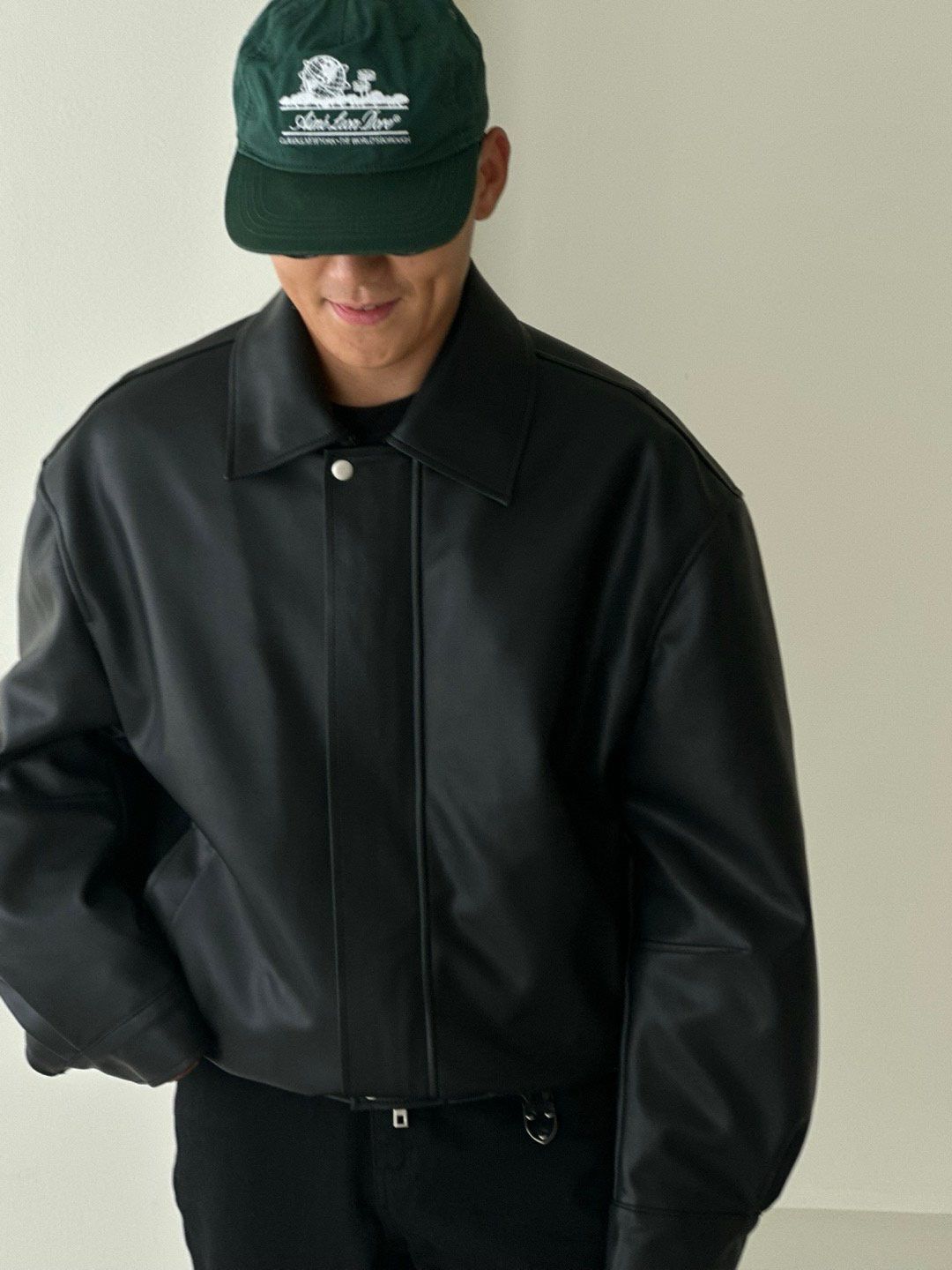 反領拉鍊合成皮褸(薄夾棉) Veil-083JK