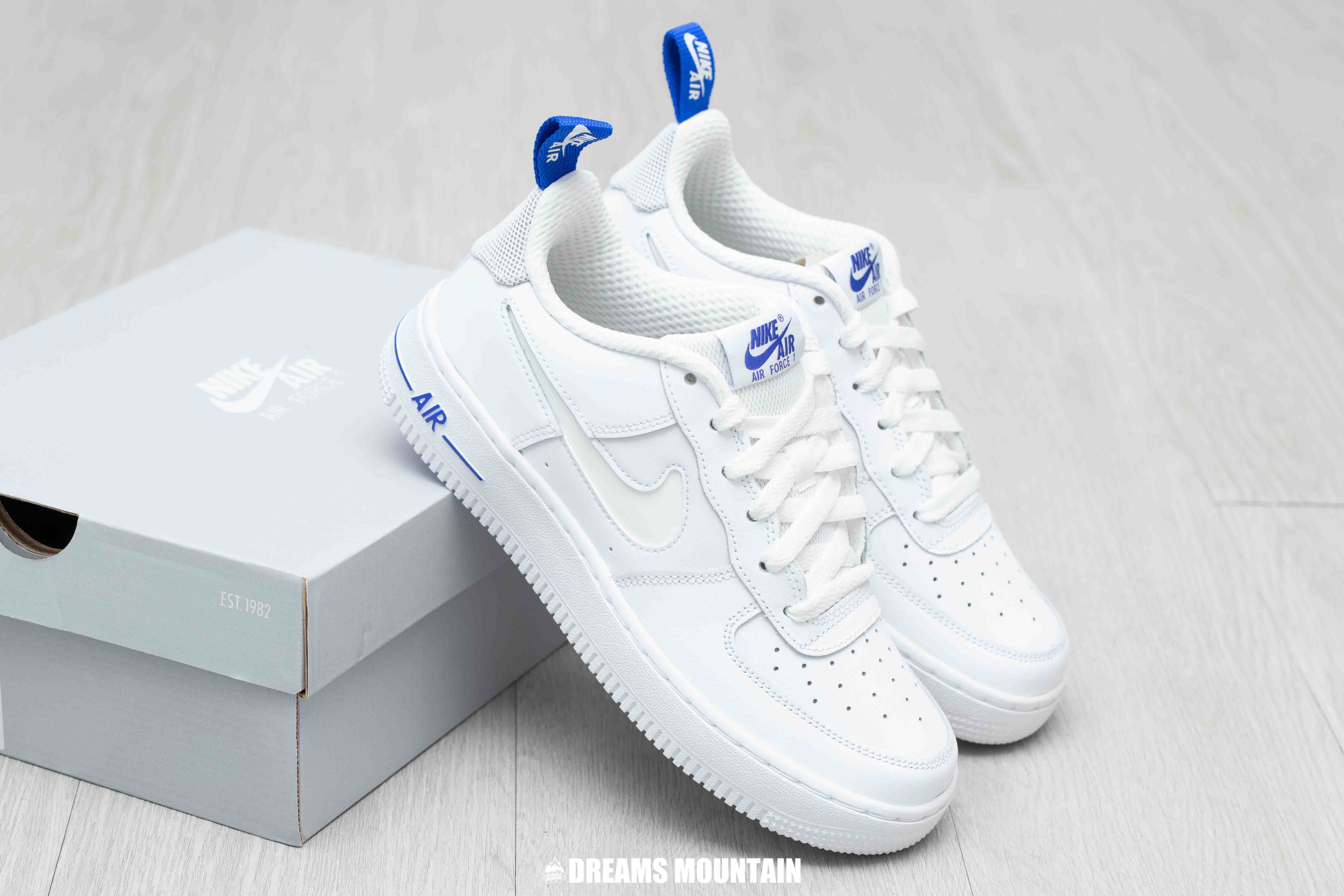 【預訂】NIKE AIR FORCE 1 白藍(3M反光)-GS