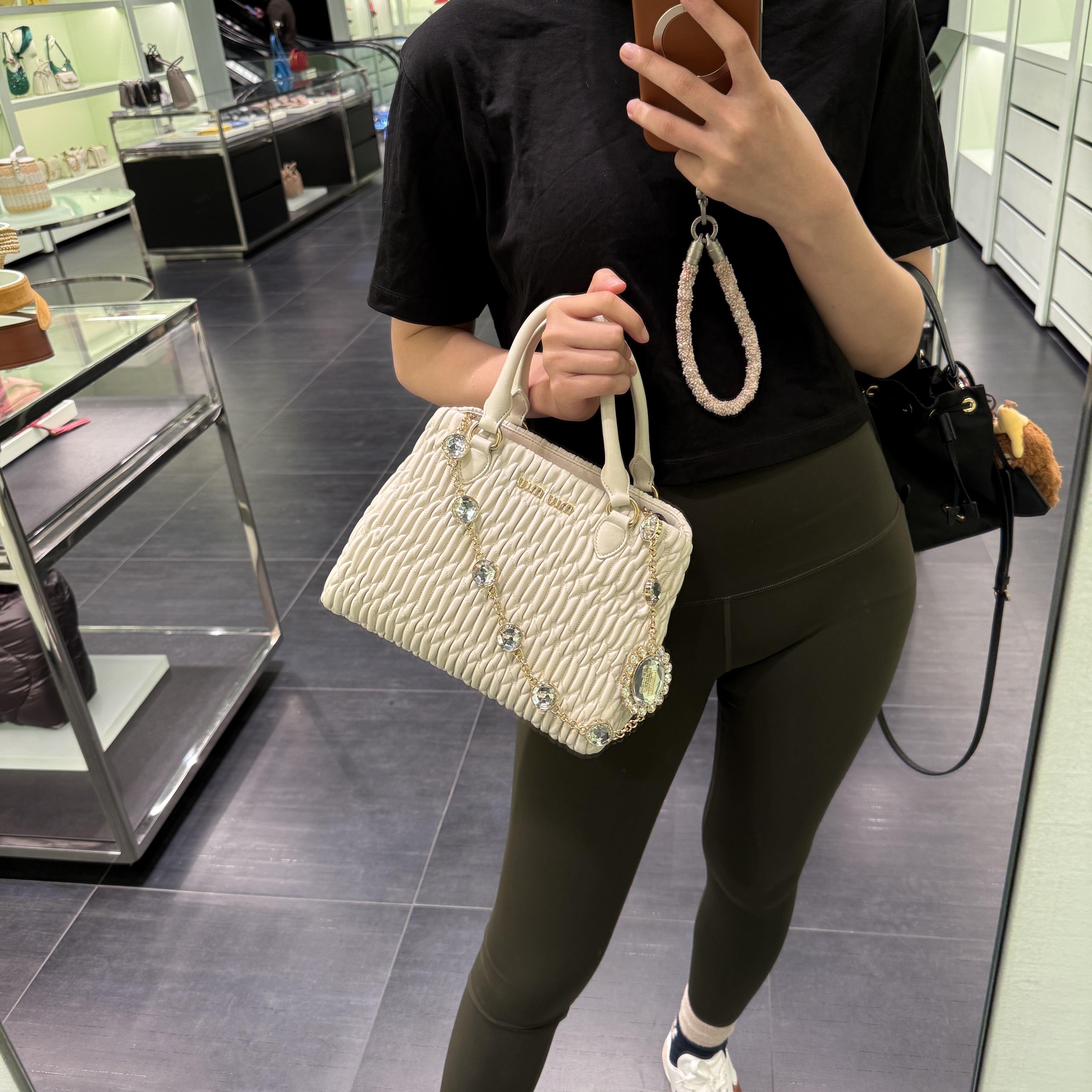 Miumiu Matelasse Top handle Chain Bag Cream 5BA067