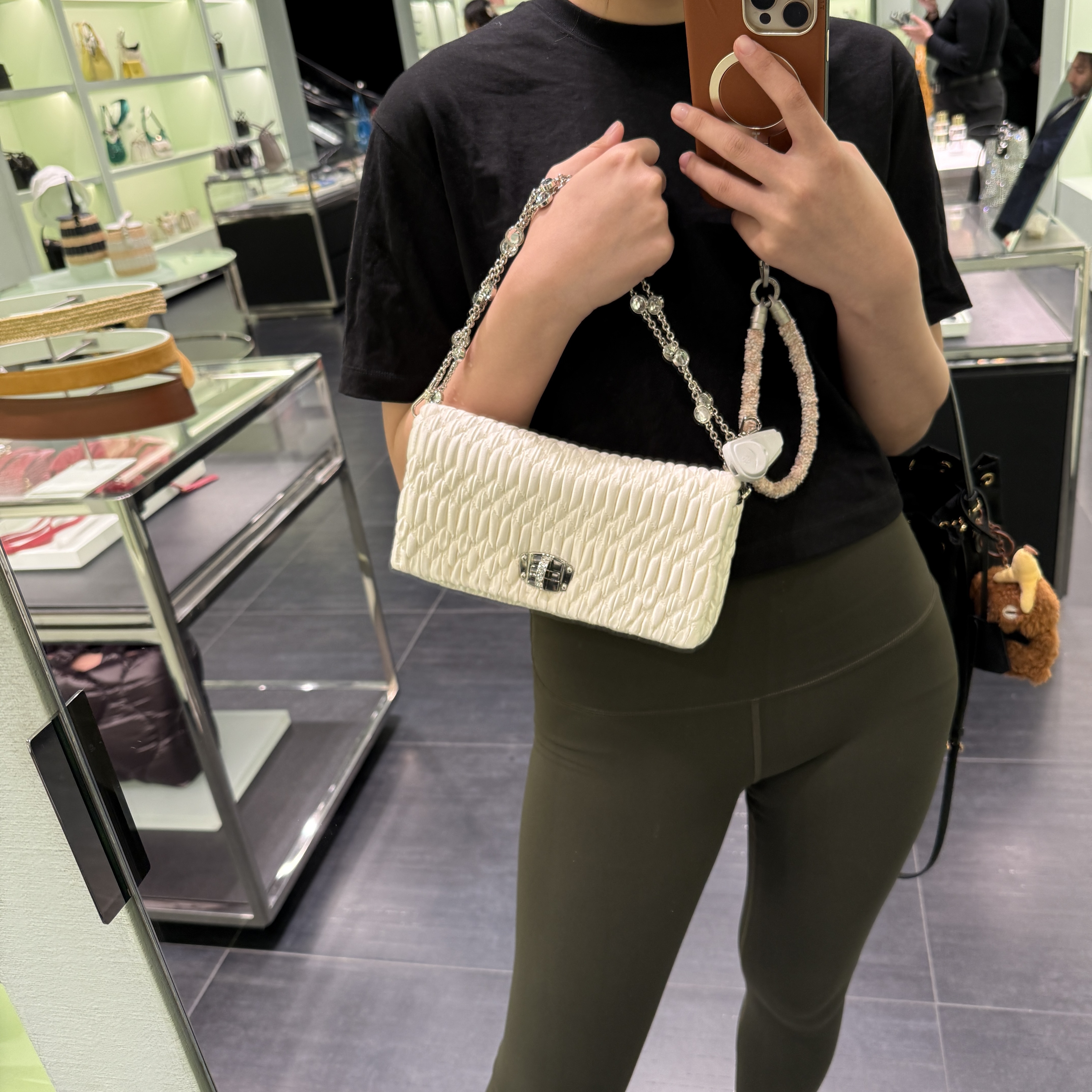 Miumiu Matelasse Flap Chain Bag Cream 5BD417