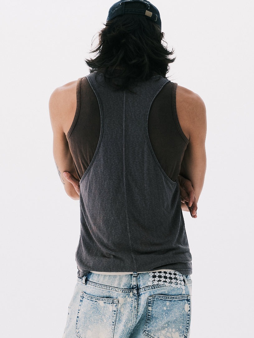 ANOWHEREMAN｜Double Layers Tank Top (Grey)