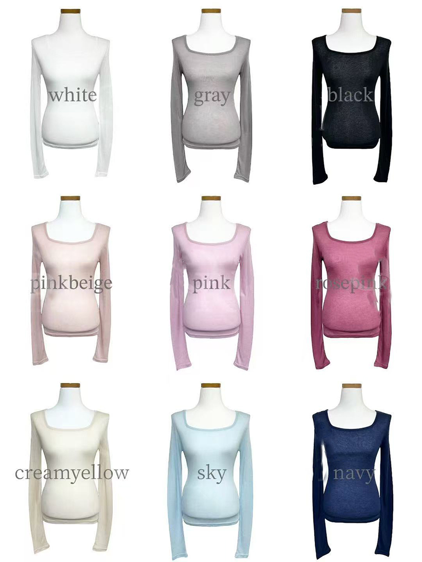 (9 colors!) square-neck everyday sheer soft-touch top