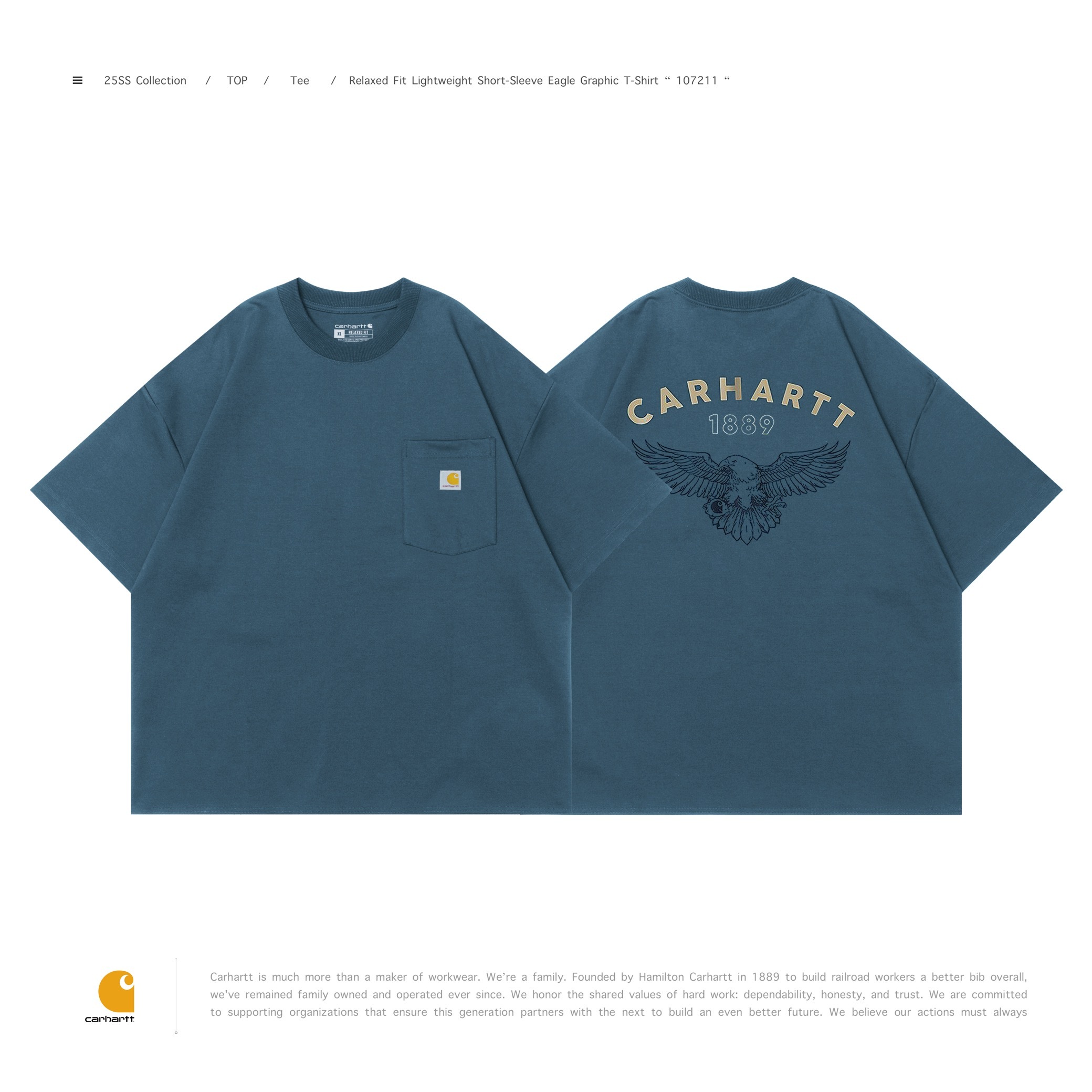 [ 預約販売 ] Carhartt - 107211Relaxed Fit Lightweight Short-sleeve Eagle Graphic T-shirt