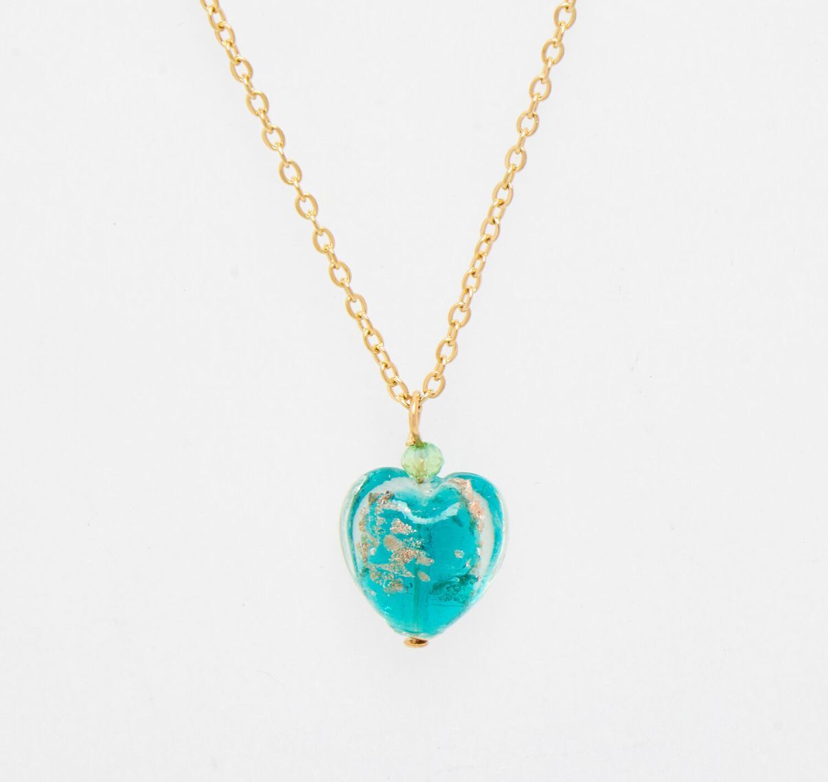 英國代購 (獨立訂單)-CC ZECCHIN Green Murano Glass Heart Pendant Necklace