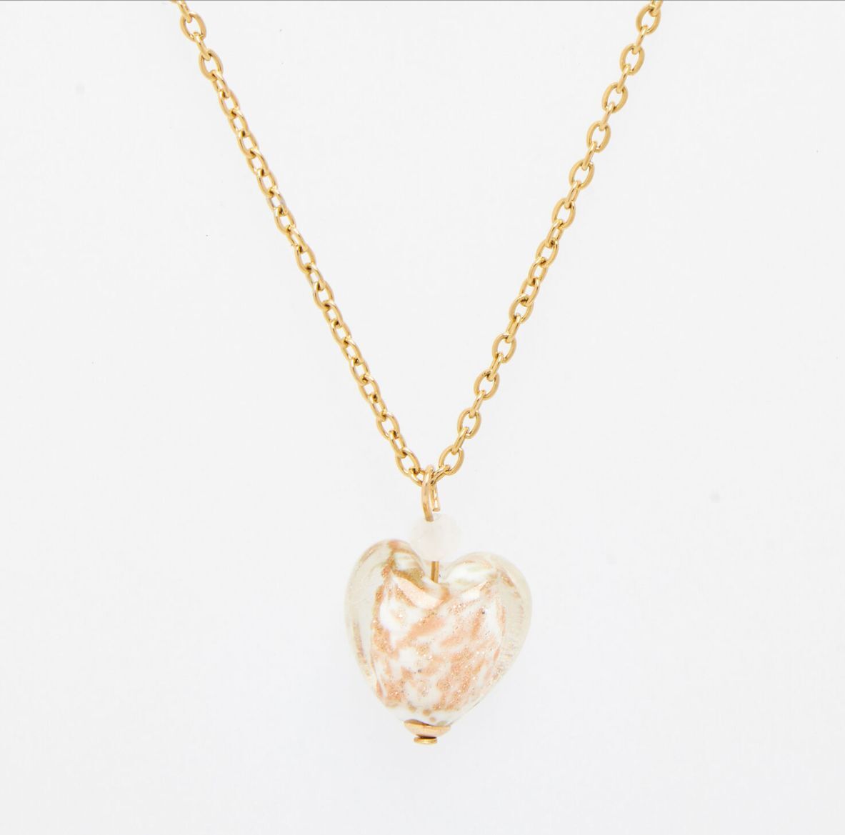 英國代購 (獨立訂單)-CC ZECCHIN Beige Murano Glass Heart Pendant&nbsp;Necklace