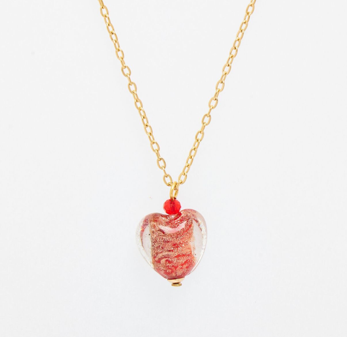 英國代購 (獨立訂單)-CC ZECCHIN Red Murano Glass Heart Pendant&nbsp;Necklace