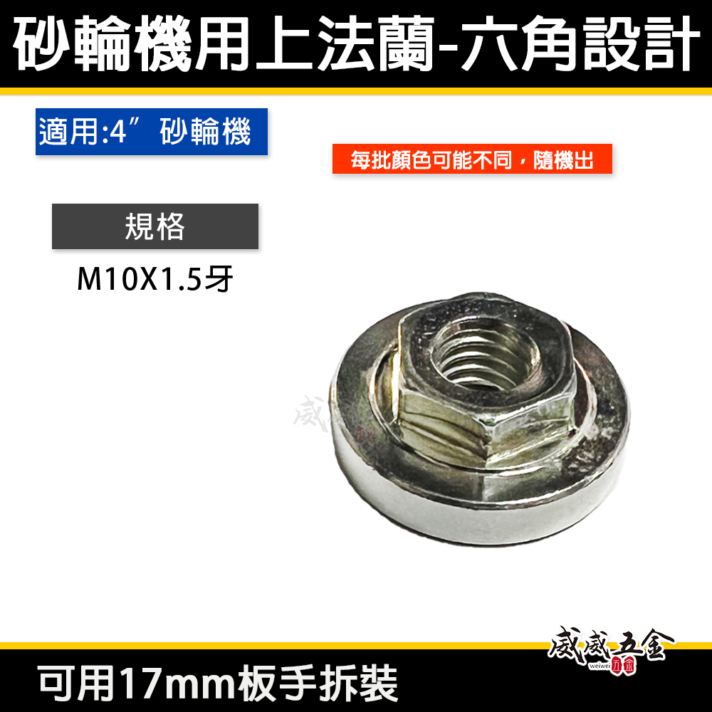 M10牙砂輪機用六角設計上法蘭｜建議搭配17mm扳手 砂輪機用螺母 鎖蓋 六角設計螺帽 轉換模組｜RE01