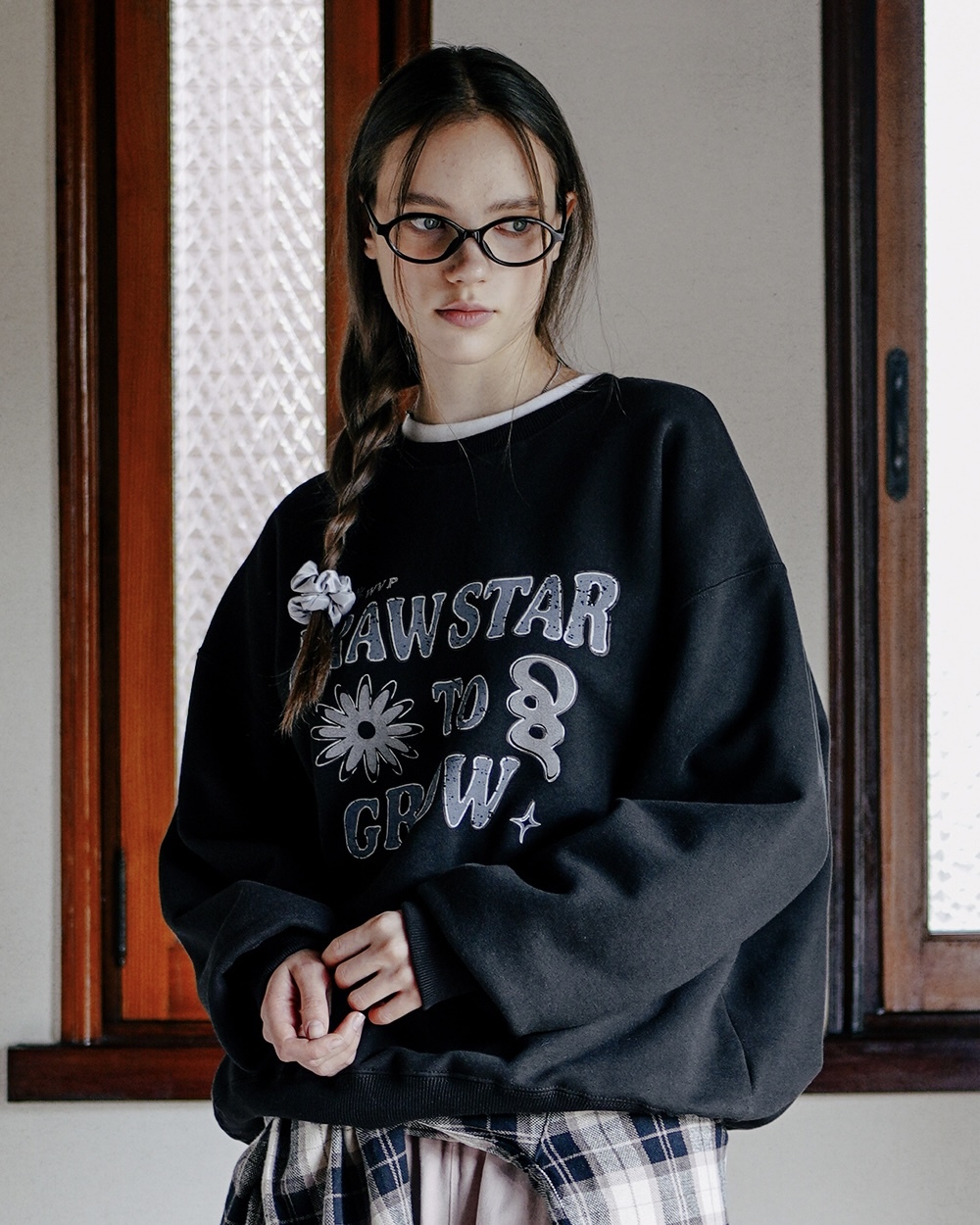 <預購> 韓國WV PROJECT Draw Star復古感高磅刷毛大學T