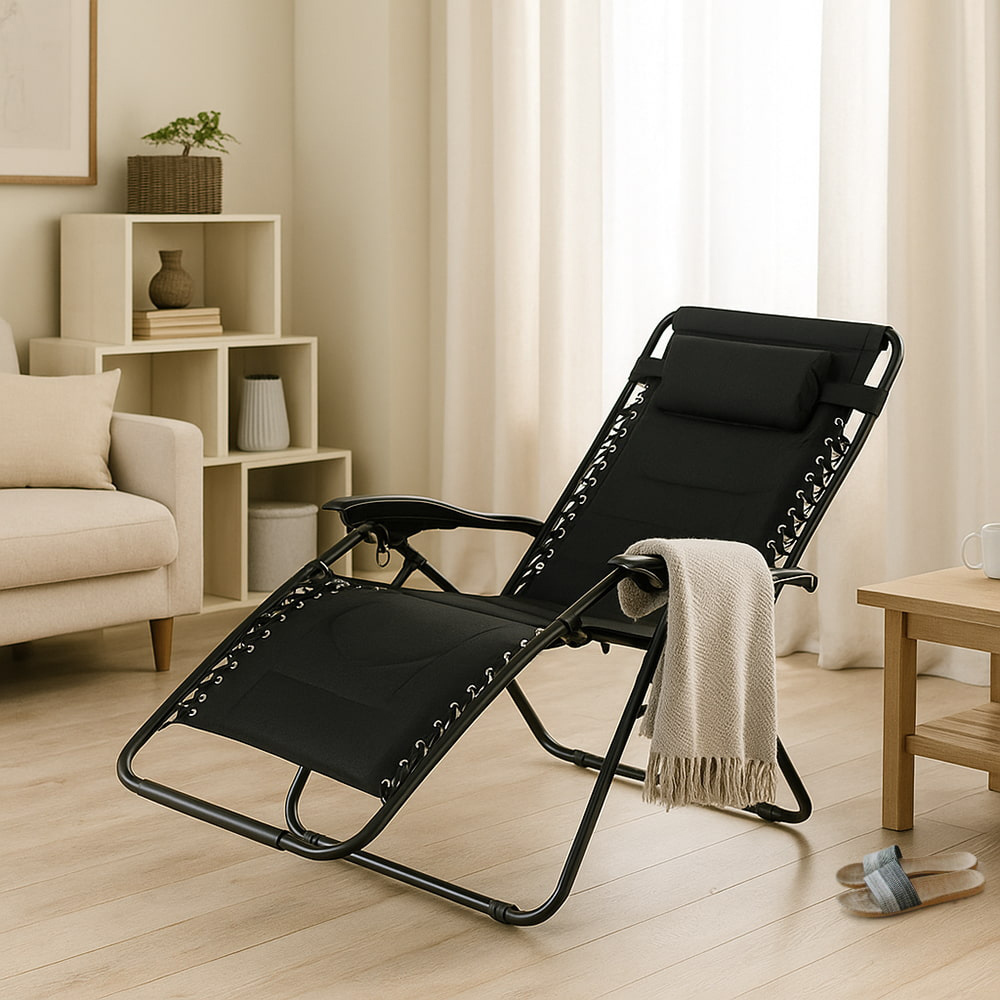 【AOTTO】升級款舒適頭枕加厚泡棉折疊躺椅(LC-002)