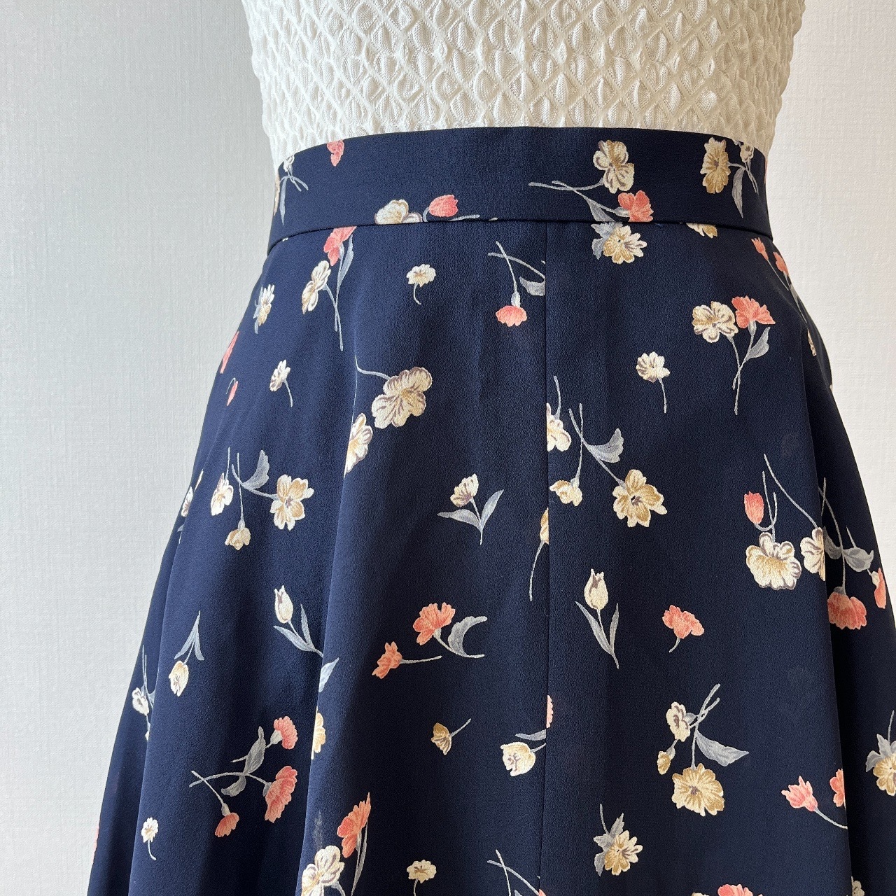 日本製深藍色碎花半裙