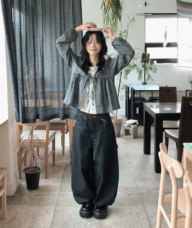 早秋預訂｜心型口袋不褪色寬牛仔褲