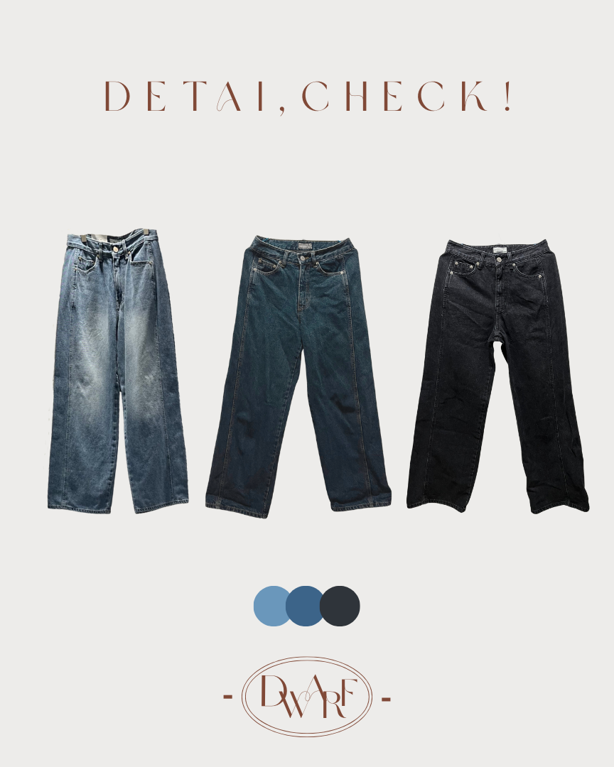 +NEW COLOR《KR》個性骨線牛仔闊褲