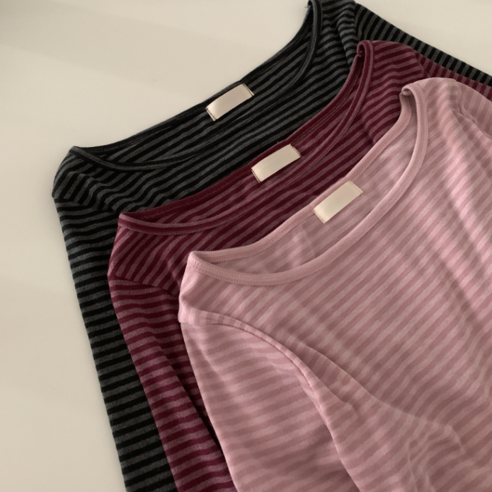 早秋預訂｜修身條紋船領7分長袖T 恤