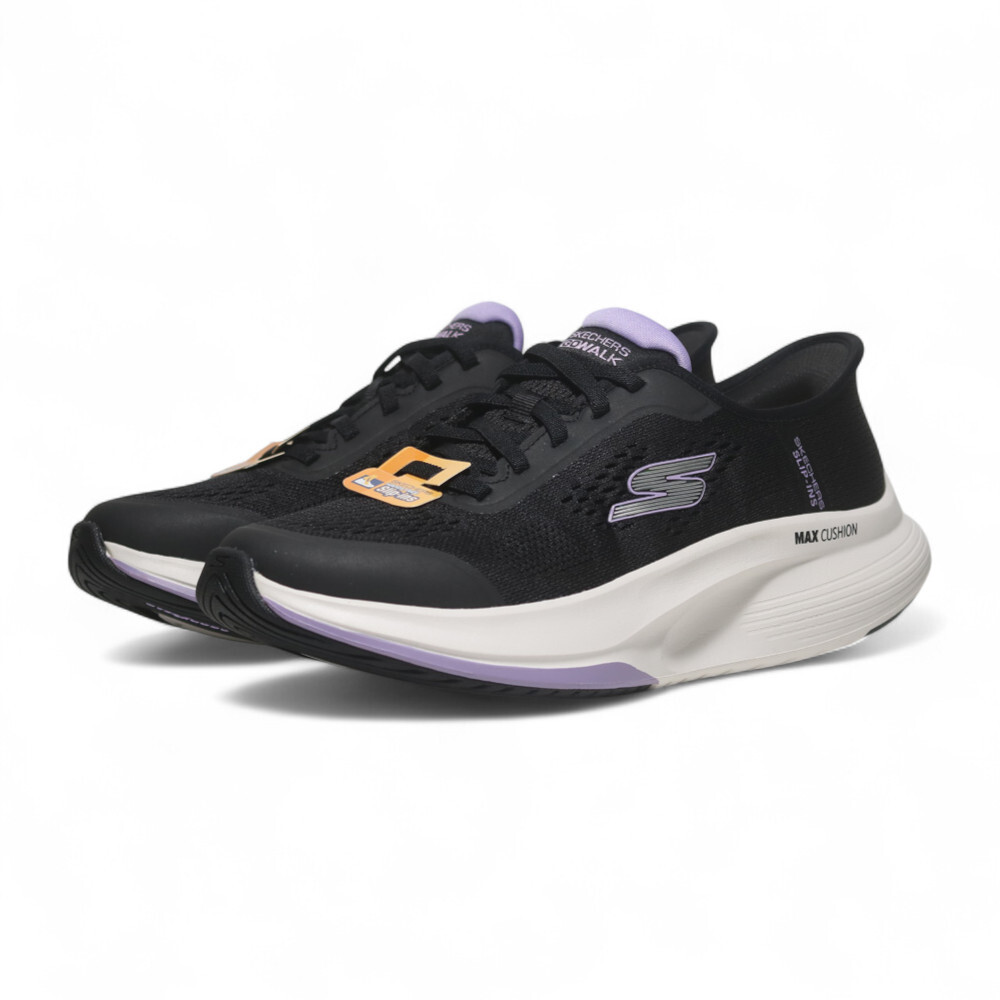 SKECHERS 休閒鞋 GO WALK MAX WALKER 黑紫 瞬穿 免鞋帶 健走鞋 女 125067BKLV