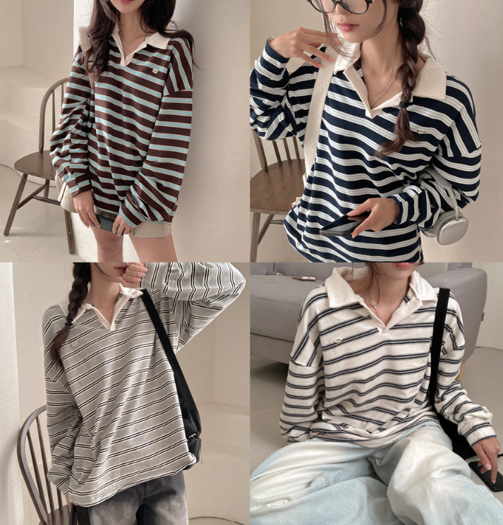 早秋預訂｜條紋吊墜長袖T 恤