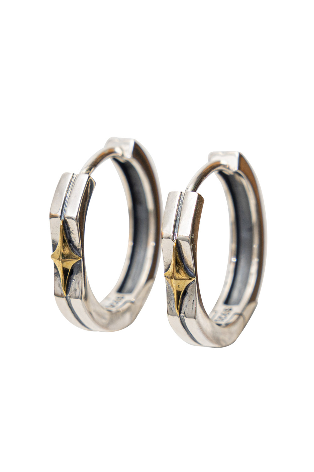 金十字星方粗圈銀耳環（預購產品）