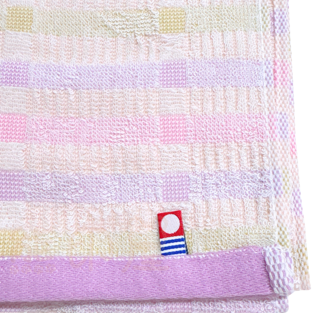 日本製今治100%棉大浴巾毛巾 格子圖案(60×120cm) (粉)