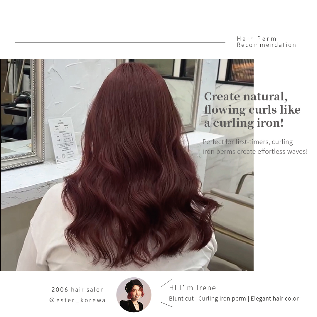 Create effortless curls like a curling iron! Curling iron perms are perfect for first-timers or those with natural waves.