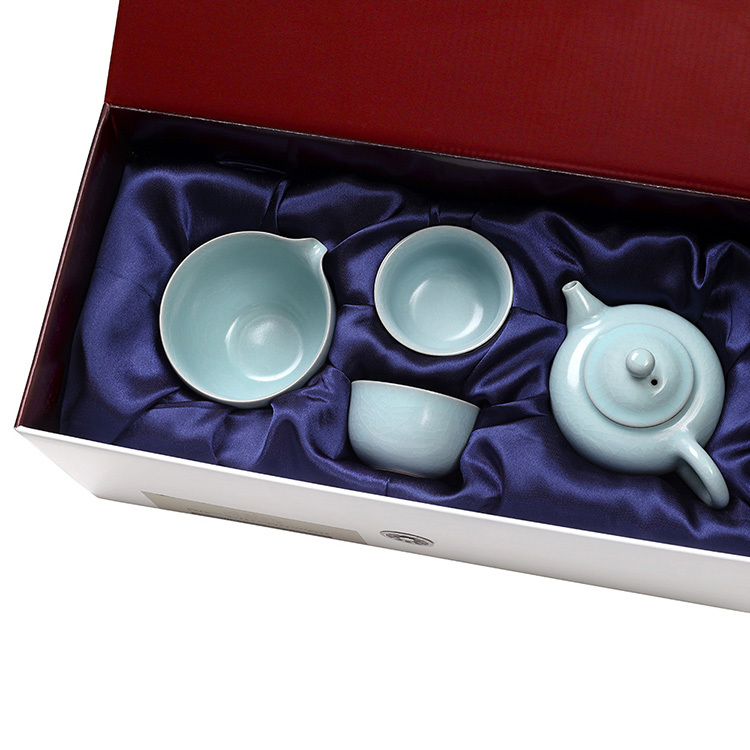 青瓷汝窯(提香壺+公杯+2品香杯)4入禮盒