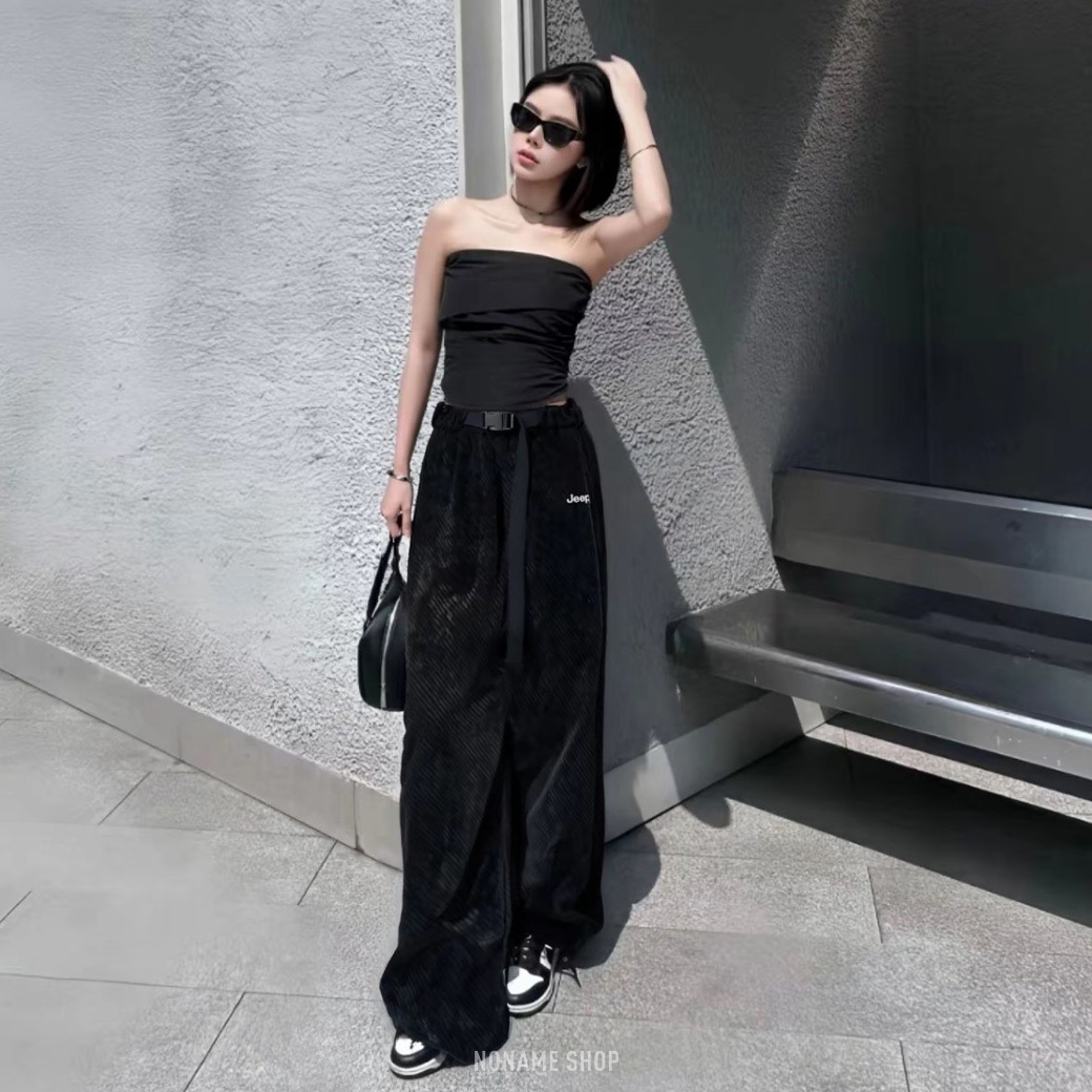 JEEP 美式 復古 條紋 慵懶感 透氣 闊腿 休閒 寬褲 三色 (男/女同款)