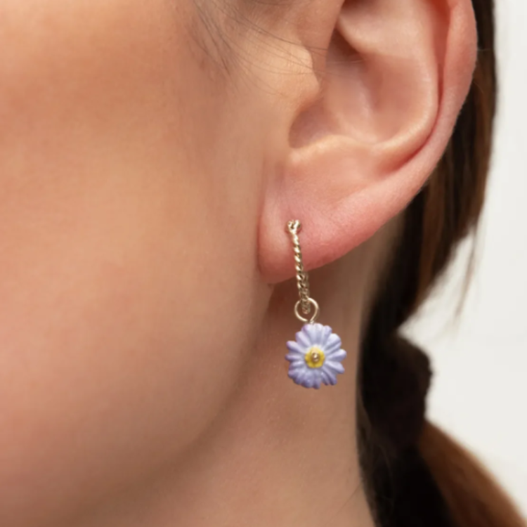 紫花海葵迷你圈型耳環-單只
