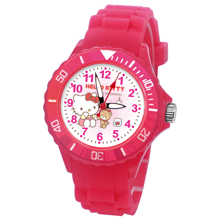 【三麗鷗Sanrio】凱蒂貓Kitty運動彩帶手錶 (S7-3002)