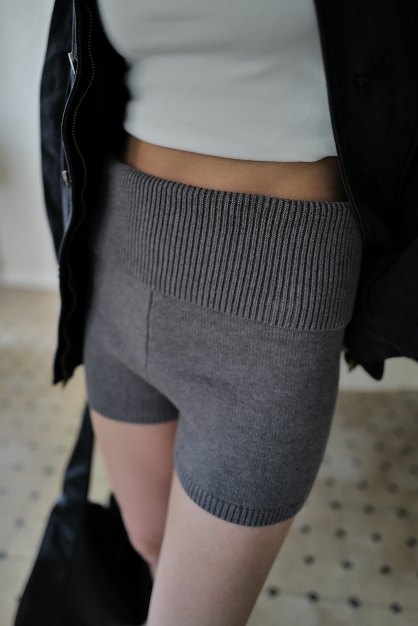 褲頭反摺針織短褲*2色