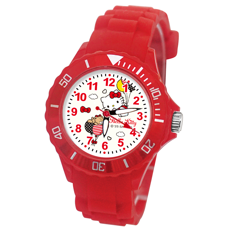 【三麗鷗Sanrio】凱蒂貓Kitty運動彩帶手錶 (S7-3004)
