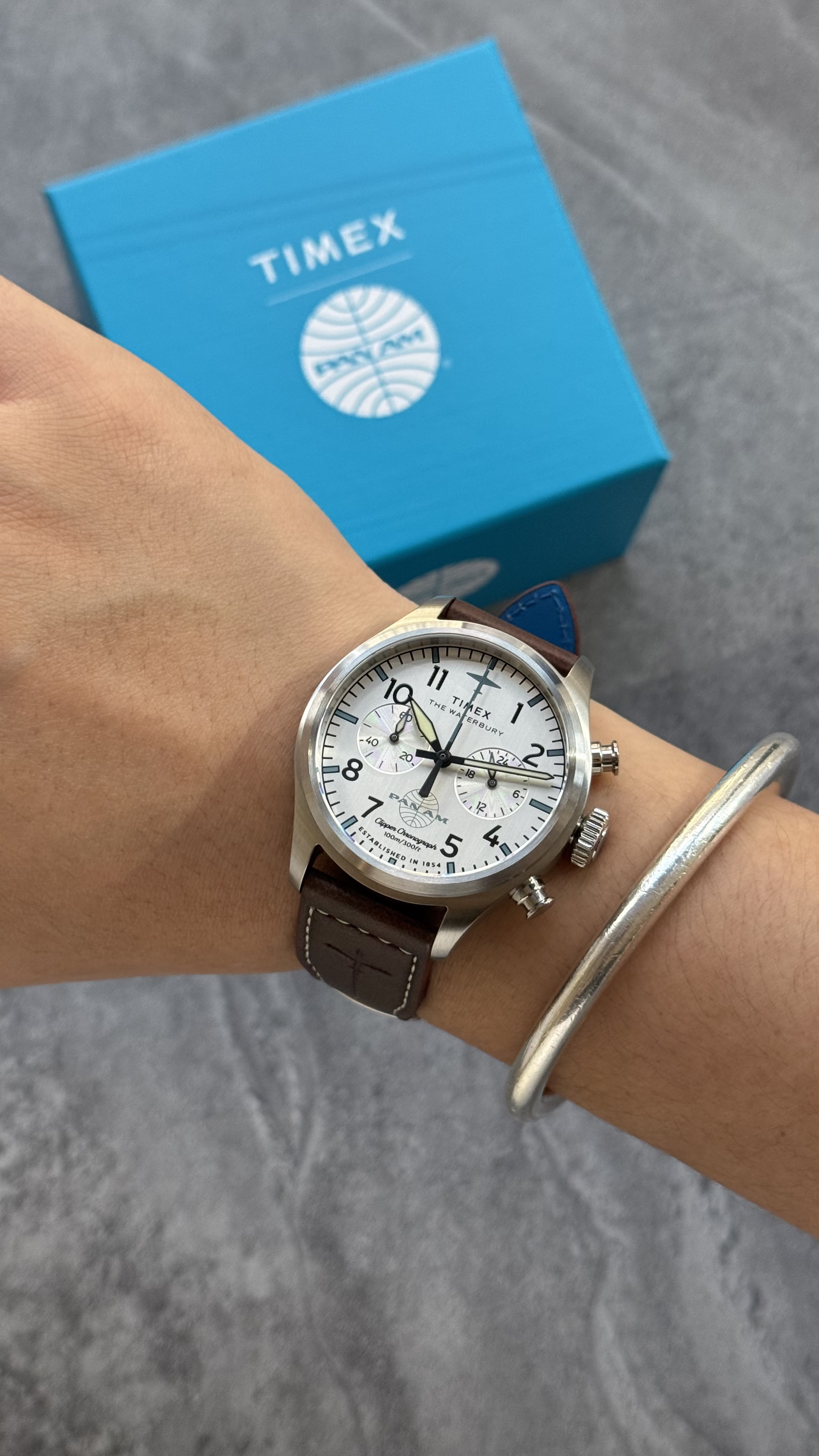 Timex X Pan Am Chronograph 41mm Leather Strap Watch TW2Y38700