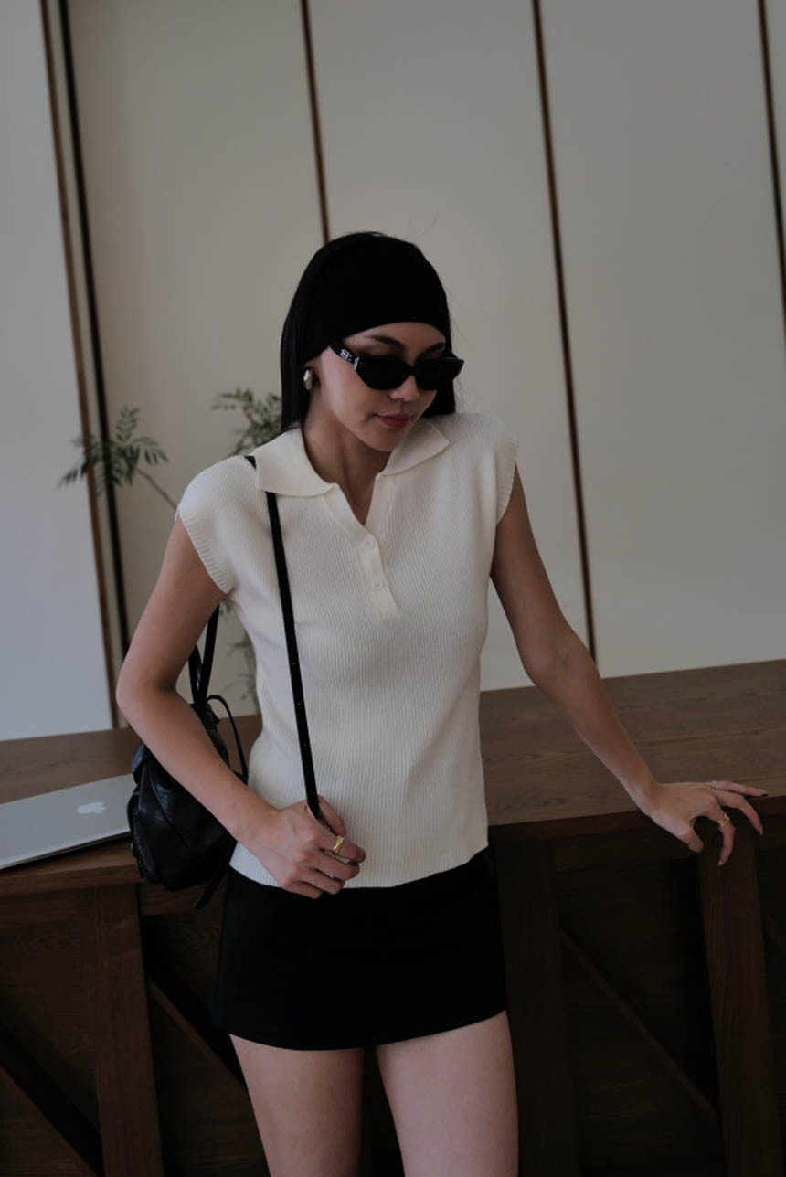 POLO雙釦開襟短袖針織上衣*4色