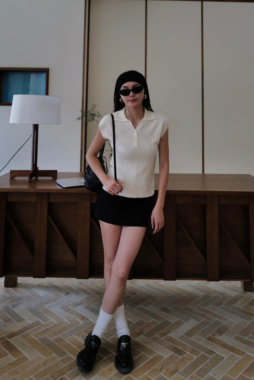 POLO雙釦開襟短袖針織上衣*4色