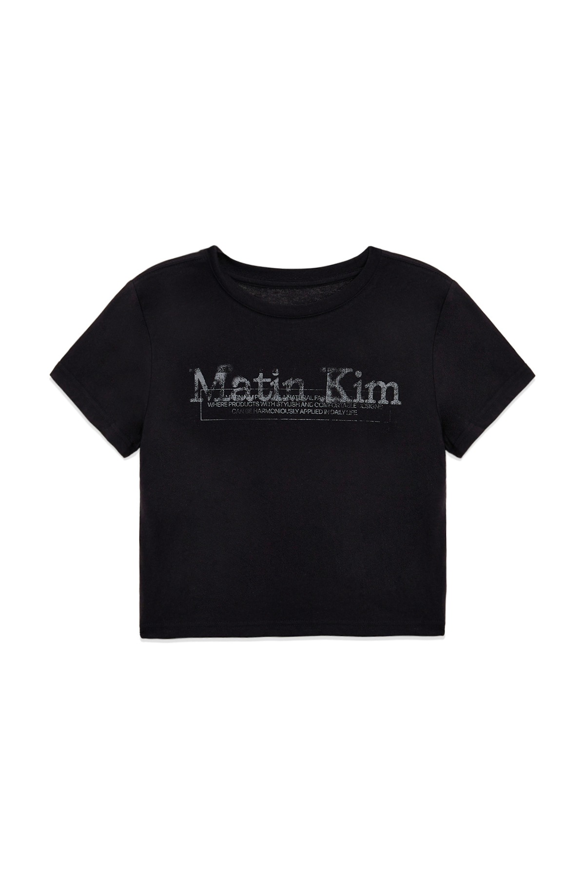 圖章LOGO印花短版上衣 黑色