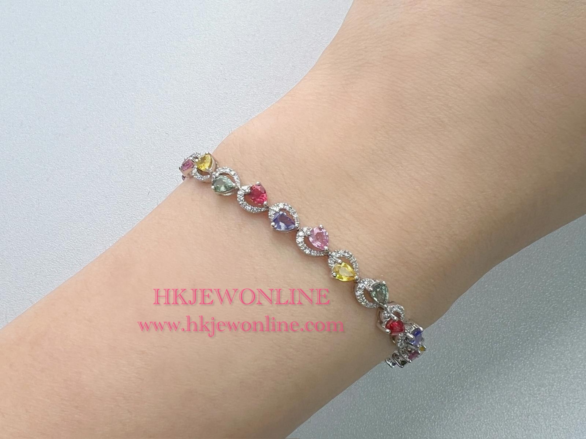 18K White Gold Multi Sapphire Diamond Bracelet