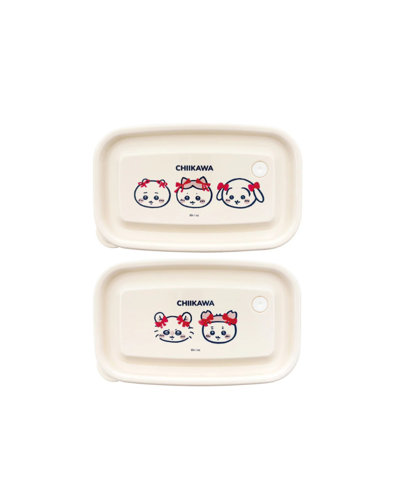 Chiikawa 蝴蝶結造型 揭蓋食物盒 650ml 2入