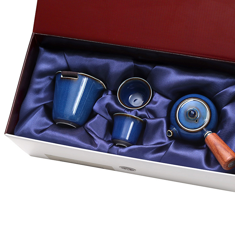 藍翠玉兔毫釉(壺+海+2單杯)4入禮盒