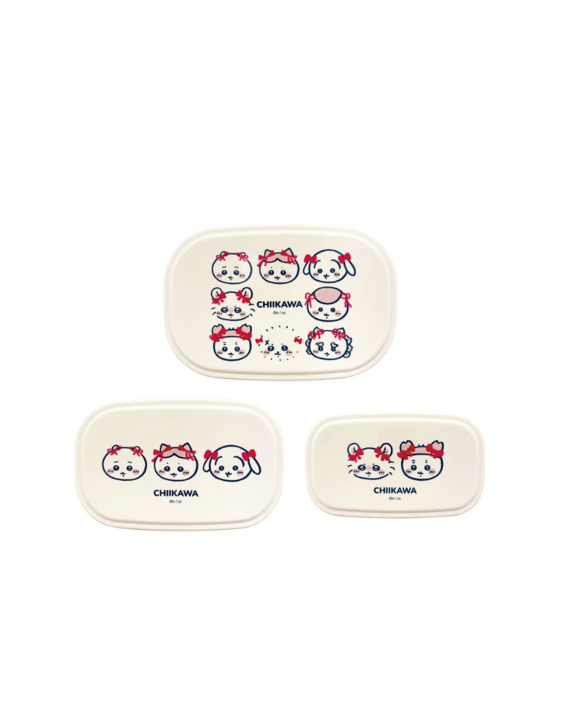 Chiikawa 蝴蝶結造型 揭蓋食物盒 480ml/300ml/180ml 3入