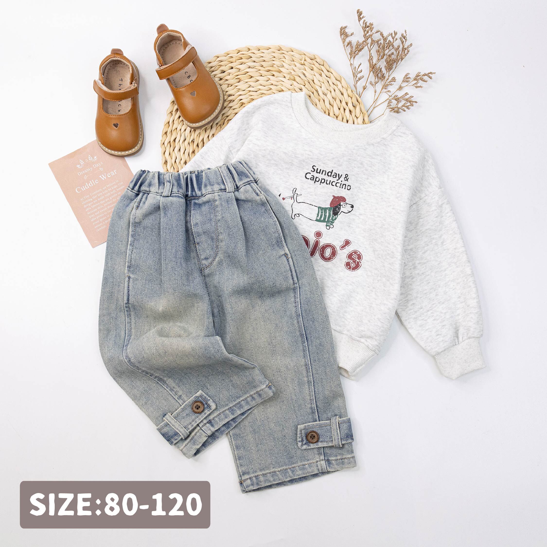 【H55104】潮流鈕釦裝飾直筒牛仔褲