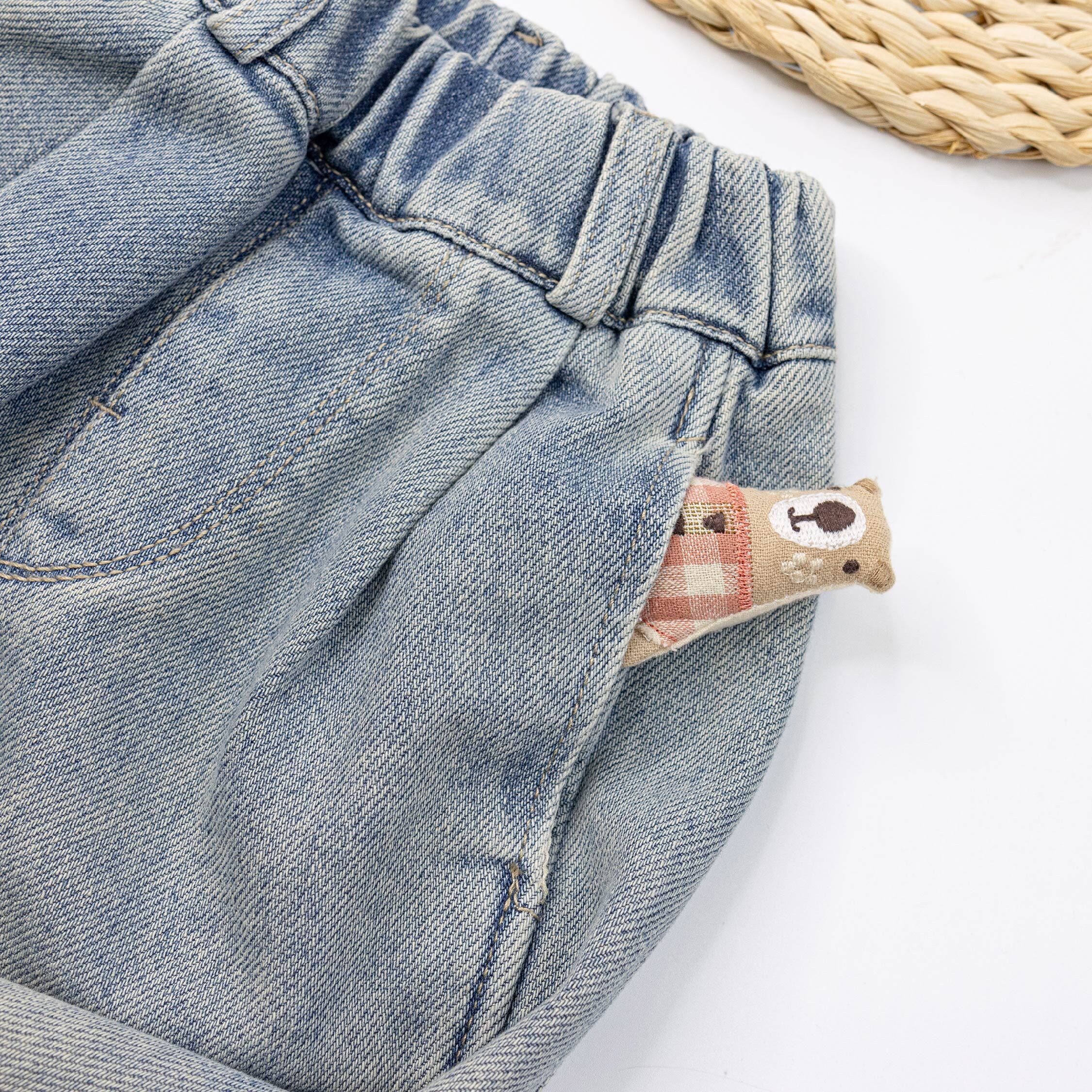 【H55104】潮流鈕釦裝飾直筒牛仔褲