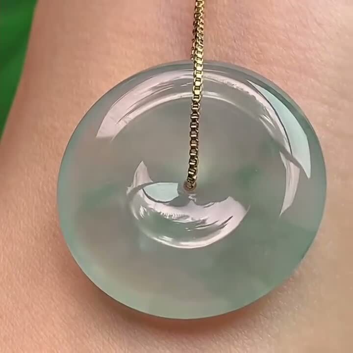 翡翠冰種飄花平安扣 (26.8mm直徑),天然翡翠A玉, 緬甸玉, Jade, Jadeite