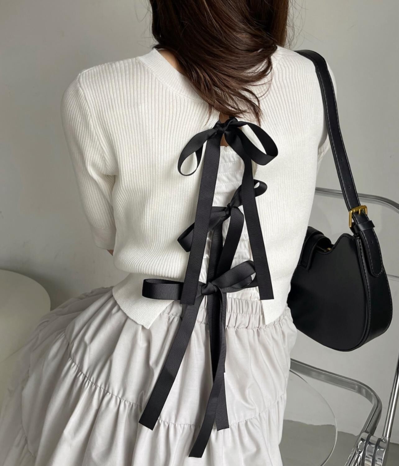 【預購】JN091701 Ada. 女裝後背蝴蝶結針織上衣(FREE SIZE)