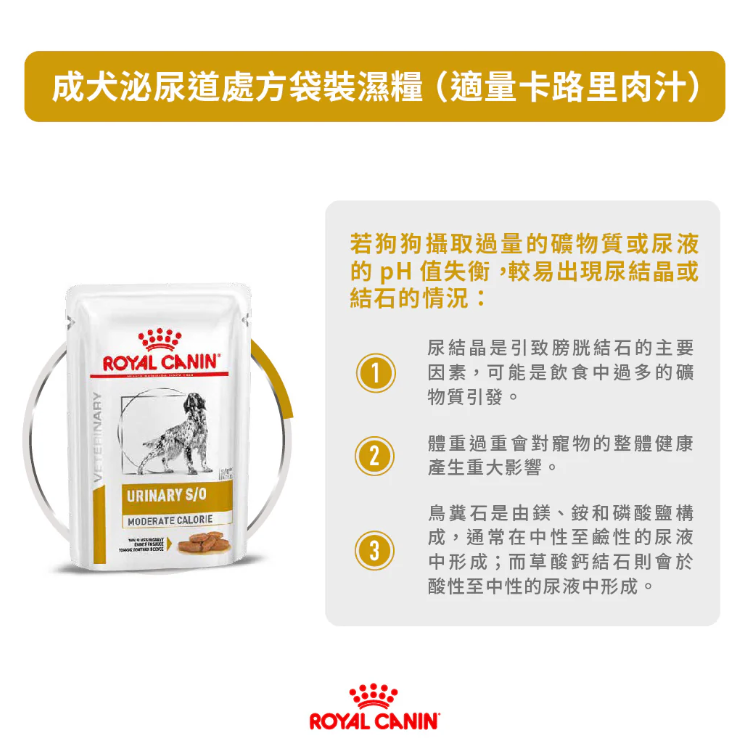 Royal Canin - 獸醫配方 - Urinary S/O Moderate Calorie (UMC20)  成犬(低卡路里)泌尿道處方濕包 100g (原箱12包)